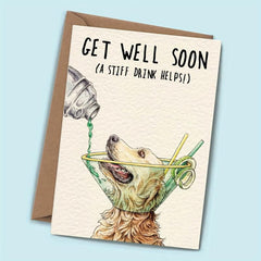 1pc Dog Cone Card Get Well Golden Retriever Feel Better