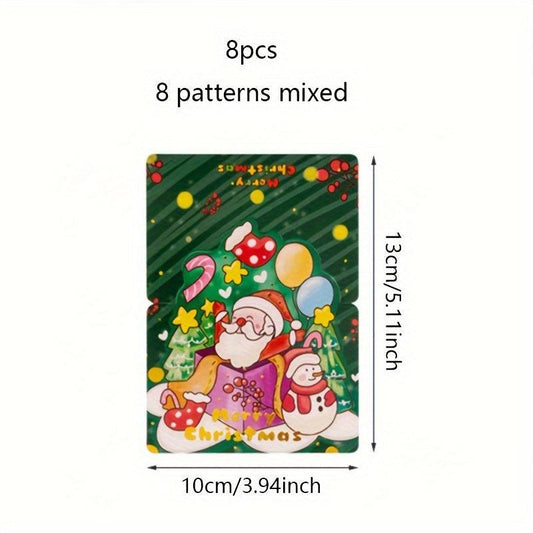 8pcs Cartoon Christmas Greeting Cards for Party Decoration