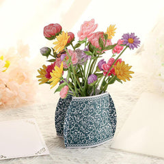 3D Porcelain Vase Greeting Card Thank You Bouquet Blessings Card