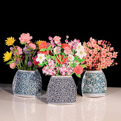 3D Porcelain Vase Greeting Card Thank You Bouquet Blessings Card