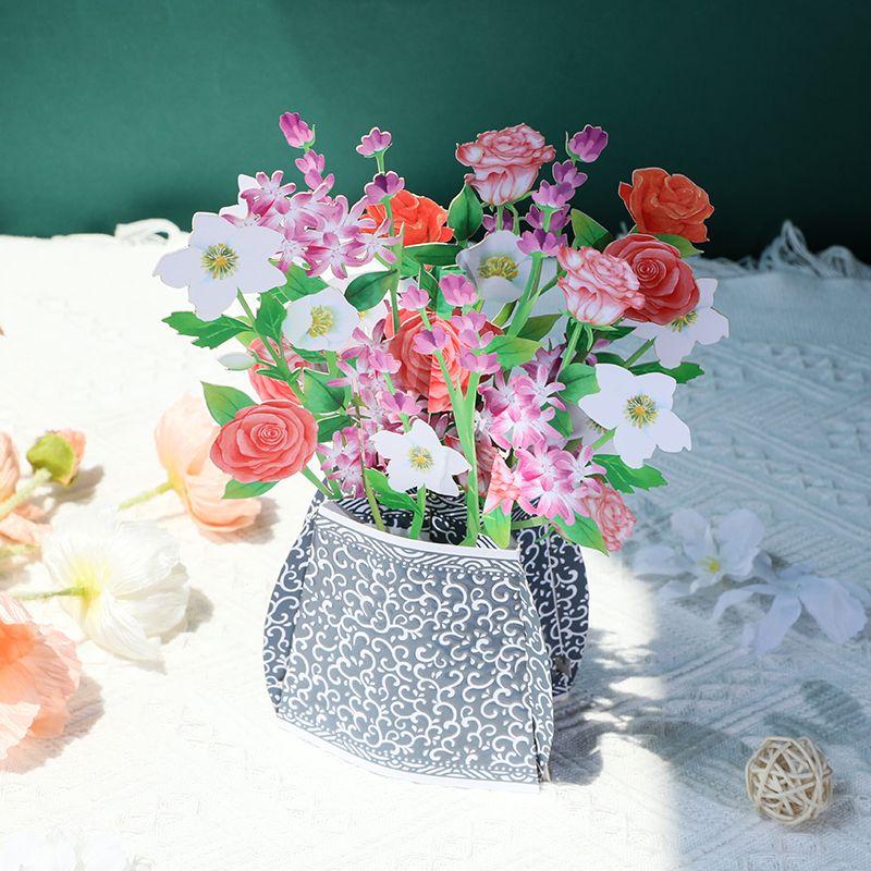 3D Porcelain Vase Greeting Card Thank You Bouquet Blessings Card
