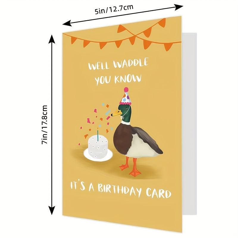 Funny Duck Birthday Card for Duck Lovers with Envelopes