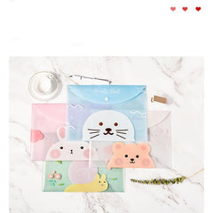 4pcs Cartoon Student Test Paper Bag A4 Transparent File Bag