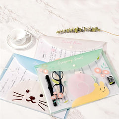 4pcs Cartoon Student Test Paper Bag A4 Transparent File Bag