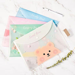 4pcs Cartoon Student Test Paper Bag A4 Transparent File Bag