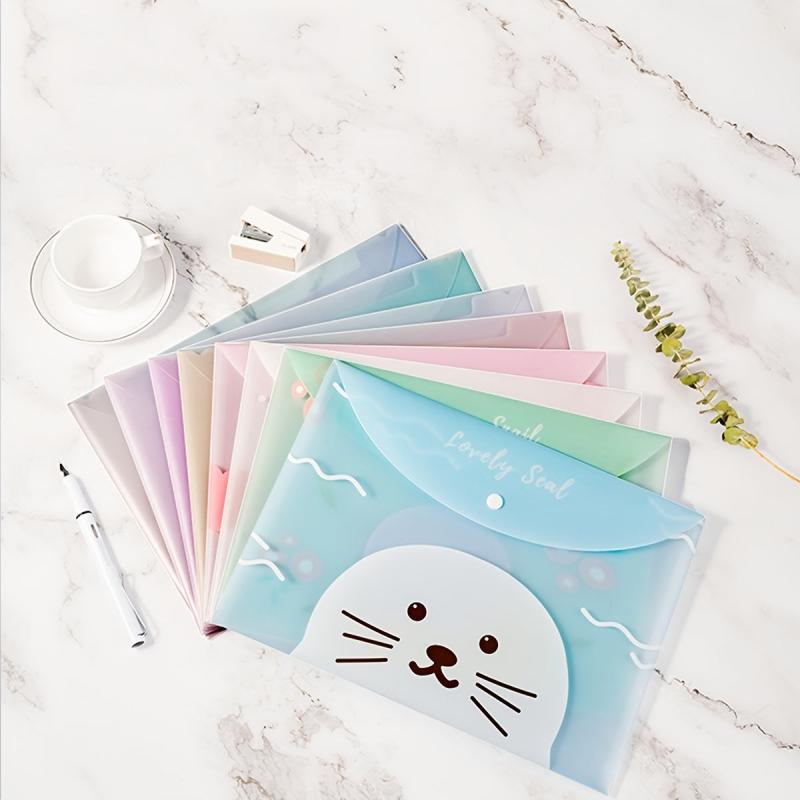 4pcs Cartoon Student Test Paper Bag A4 Transparent File Bag