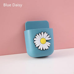 Wall Mount Phone Holder Storage Box Punch Self Adhesive