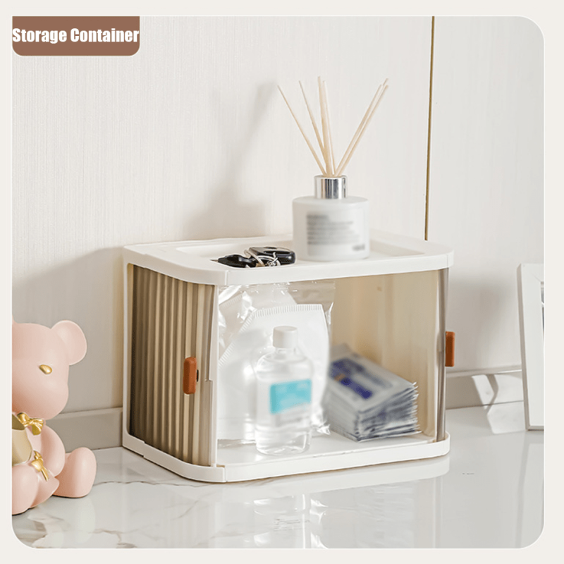 2Pcs Desktop School Supplies Storage Organizer Cabinet Transparent