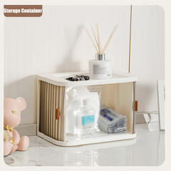 2Pcs Desktop School Supplies Storage Organizer Cabinet Transparent