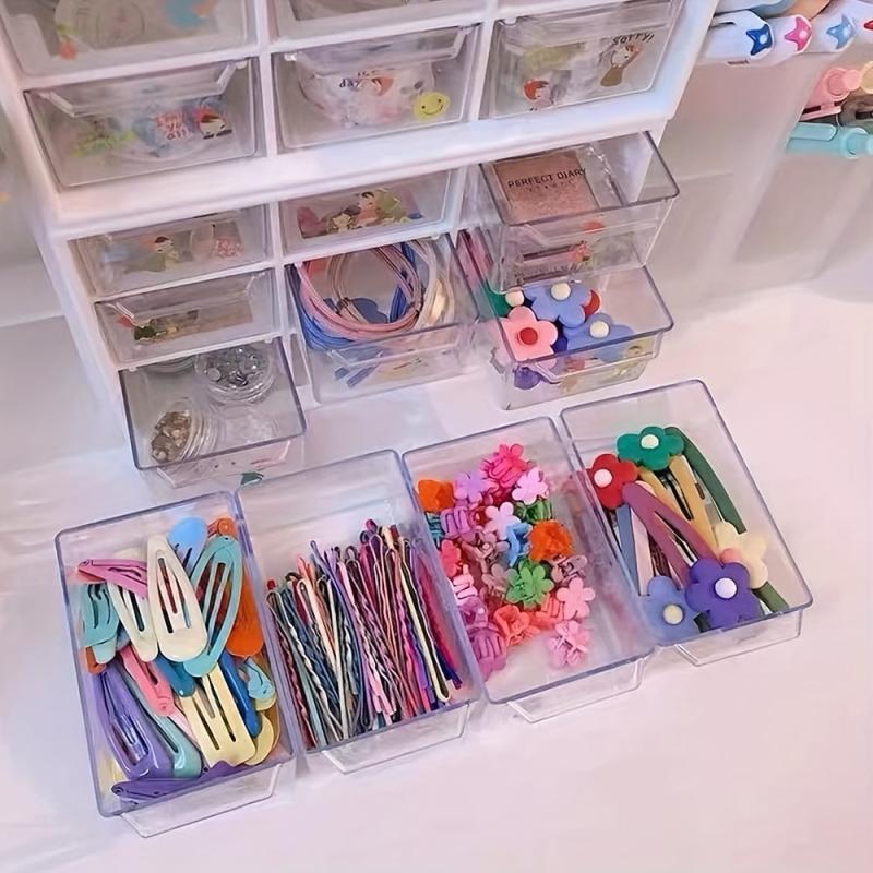 9-Square Transparent Storage Box for Books, Snacks, Clothes, Socks