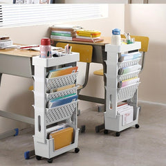 5-Level Movable Bookshelf Desk Side Bookshelf Storage Rack