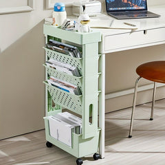 5-Level Movable Bookshelf Desk Side Bookshelf Storage Rack