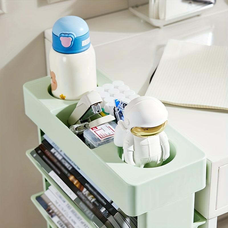 5-Level Movable Bookshelf Desk Side Bookshelf Storage Rack