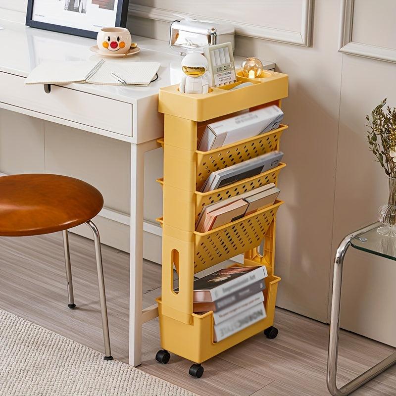 5-Level Movable Bookshelf Desk Side Bookshelf Storage Rack