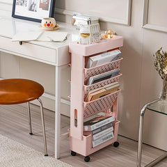 5-Level Movable Bookshelf Desk Side Bookshelf Storage Rack