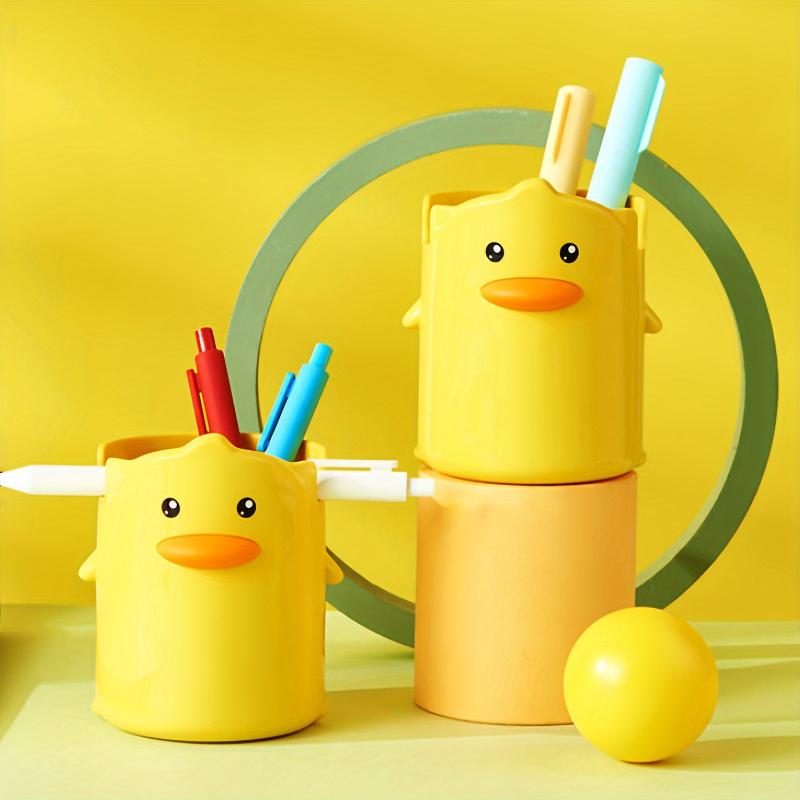 Cute Yellow Duck Pen Holder for Desk