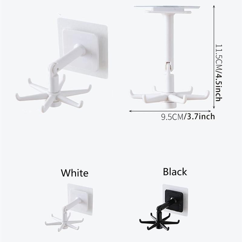 360 Rotatable Kitchen Hooks Utensil Rack Under Cabinet Holder