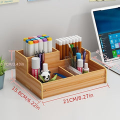 Wooden Pen Organizer: Desk, Office, School & Home