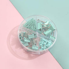 72pcs Binder Clips Paper Clamp Push Pins with Box Holder Office School