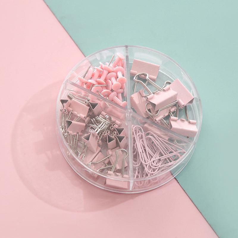 72pcs Binder Clips Paper Clamp Push Pins with Box Holder Office School