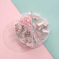 72pcs Binder Clips Paper Clamp Push Pins with Box Holder Office School