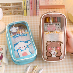 Cartoon Pencil Case Waterproof & Transparent Storage Bag