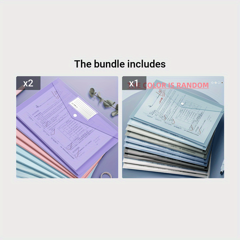 10pcs A4 Document Bags Morandi Snap Button Data Storage