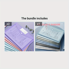 10pcs A4 Document Bags Morandi Snap Button Data Storage