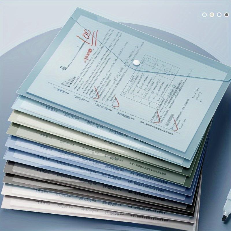 10pcs A4 Document Bags Morandi Snap Button Data Storage