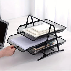 Three-Layer Metal File Folder Storage Box A4 Size
