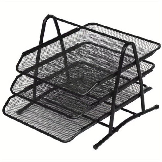 Three-Layer Metal File Folder Storage Box A4 Size