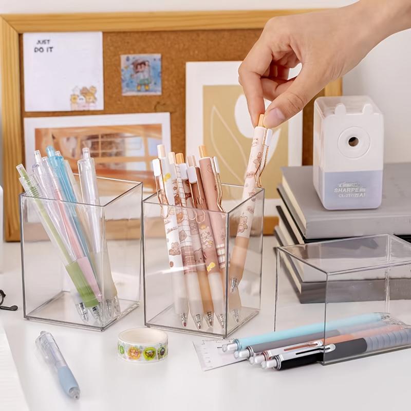 Minimalism Transparent Large Capacity Pen Holder for Desk