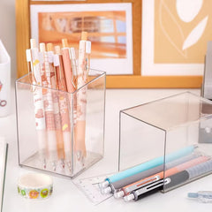 Minimalism Transparent Large Capacity Pen Holder for Desk