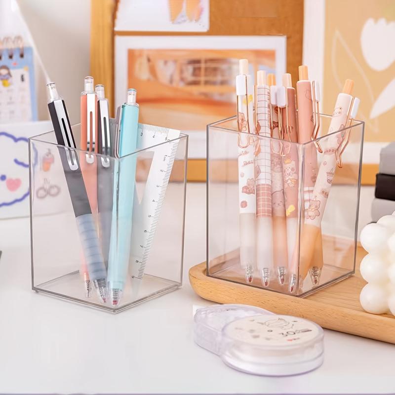 Minimalism Transparent Large Capacity Pen Holder for Desk