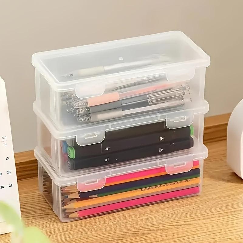 Large Capacity Transparent Pencil Storage Box Student Pen Container