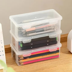 Large Capacity Transparent Pencil Storage Box Student Pen Container