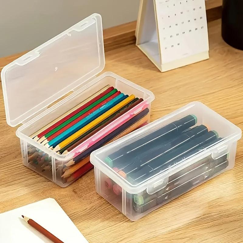 Large Capacity Transparent Pencil Storage Box Student Pen Container