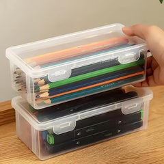 Large Capacity Transparent Pencil Storage Box Student Pen Container