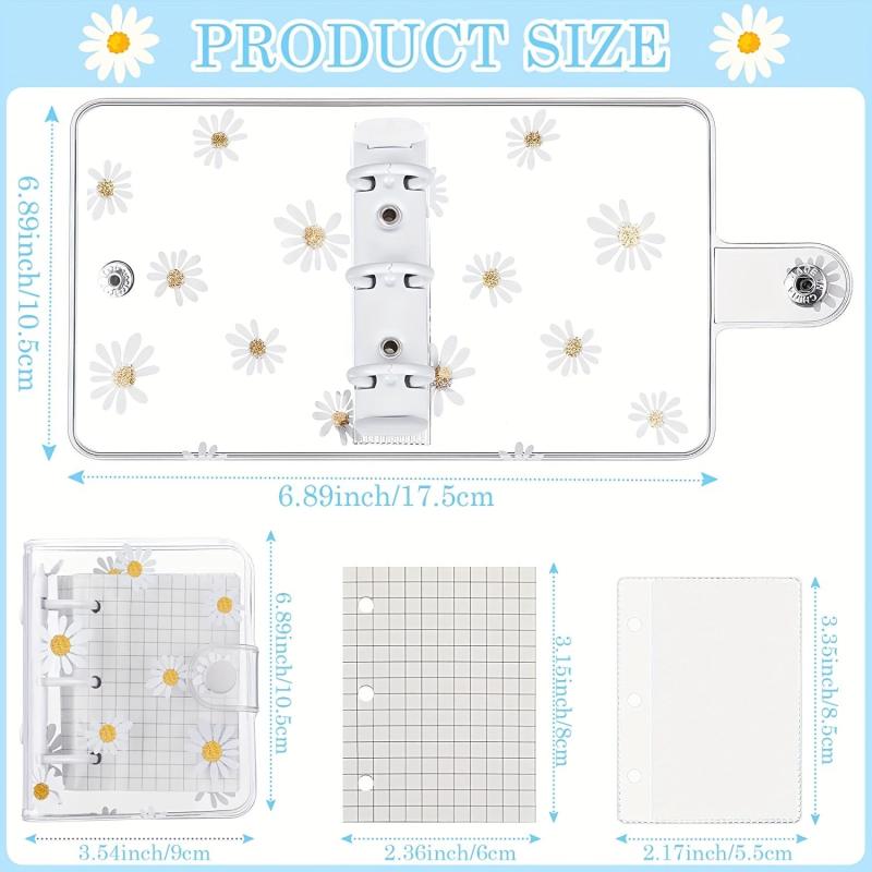 Mini Transparent 3 Ring Binder Covers with 80 Sheets