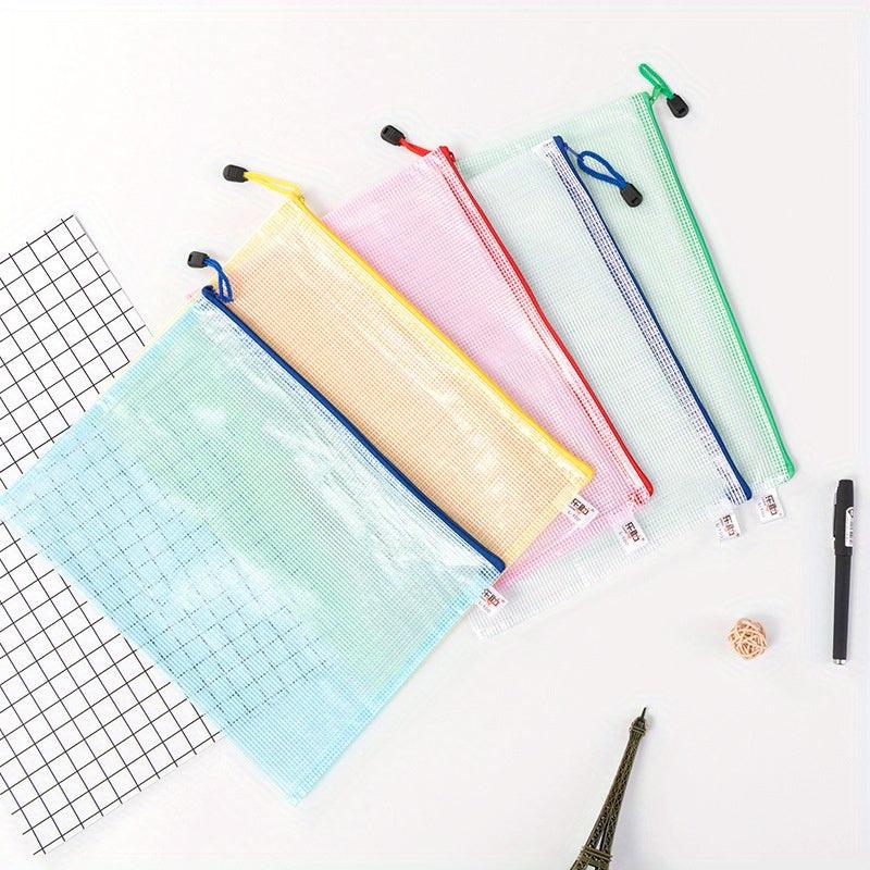 5pcs Mesh Zipper Pouch Waterproof Bags 5 Colors Travel Storage