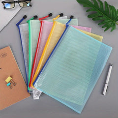 5pcs Mesh Zipper Pouch Waterproof Bags 5 Colors Travel Storage
