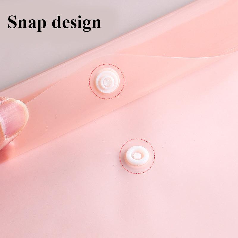 10pcs Transparent File Bag Student Storage PP Snap Button