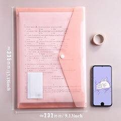 10pcs Transparent File Bag Student Storage PP Snap Button