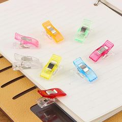 50 Colorful Plastic Clamps for Office, Sewing, and Crafting Projects