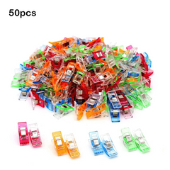 50 Colorful Plastic Clamps for Office, Sewing, and Crafting Projects