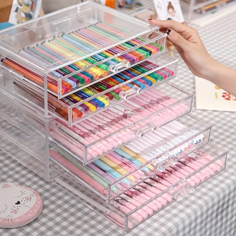 Transparent Pen Container Drawer Storage Box Large Capacity Pencil Storage Box