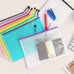 10pcs Multicolor Mesh Waterproof Zipper File Bags for Documents & Envelopes
