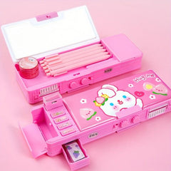 Girl Password Lock Pencil Box Double Layer Pencil Bag
