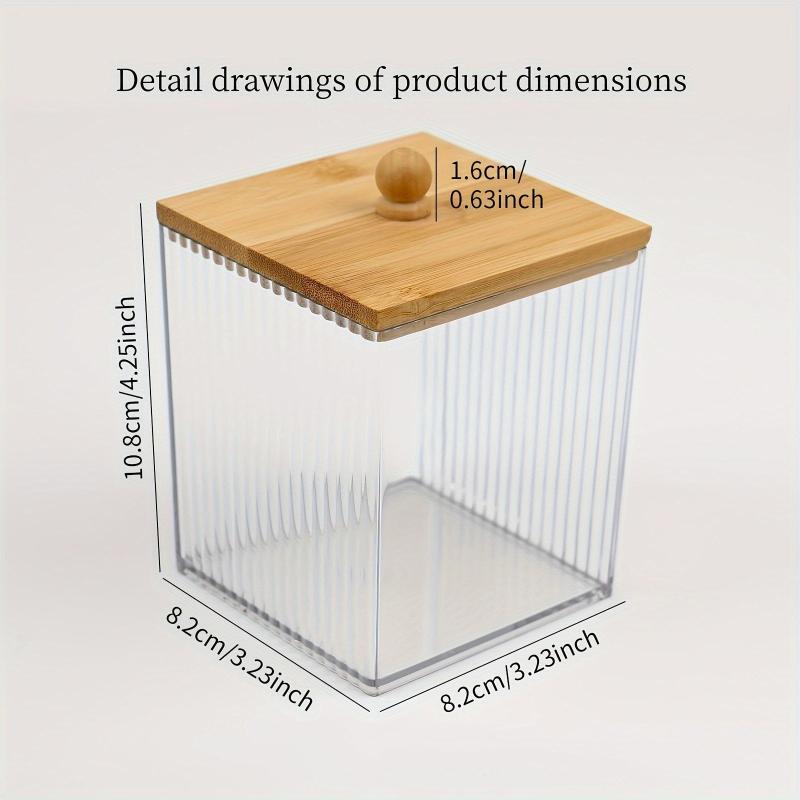 Bamboo Lid Desktop Storage Box Set Acrylic Golden Embellished Textured Office