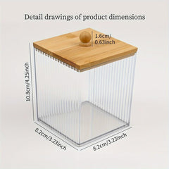 Bamboo Lid Desktop Storage Box Set Acrylic Golden Embellished Textured Office